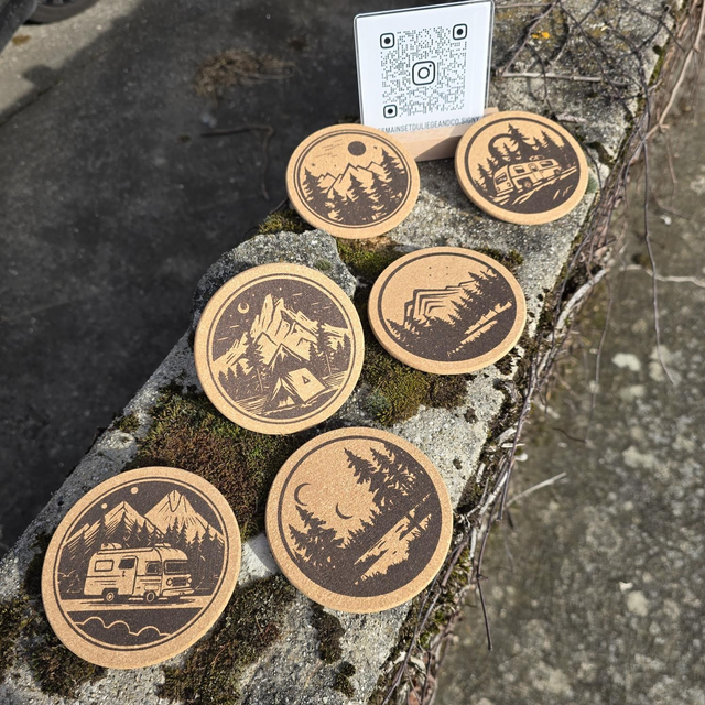 Sous-verres en liège naturel brut "Montain" (lot de 6)