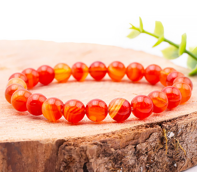 Bracelet boule 08mm agate bandée qualité A