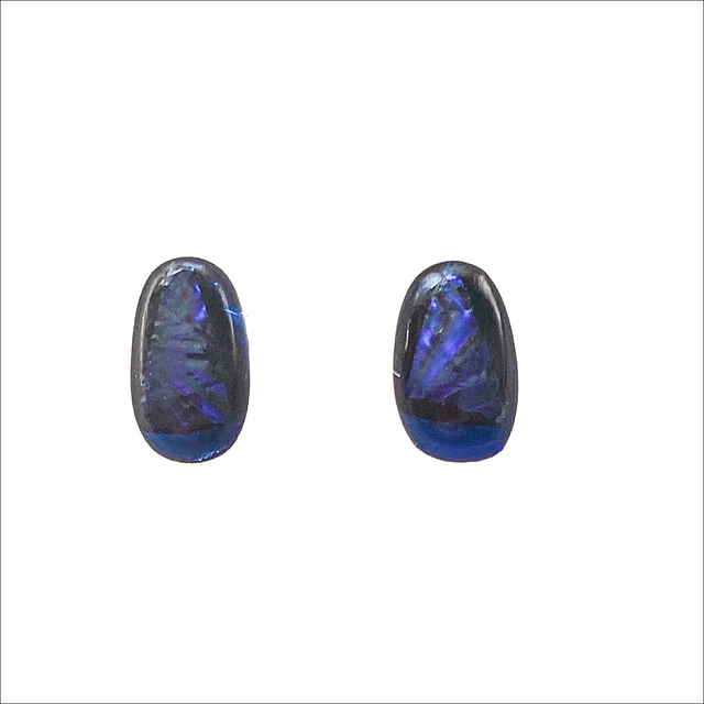 Stud earrings with a dark blue background with dark blue dichroic glass on top (Ref ESS15)