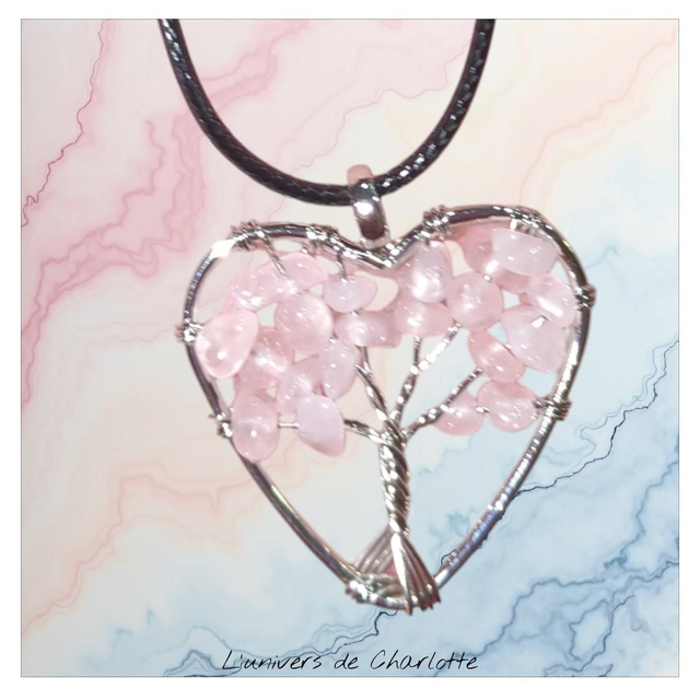 "Quartz rose" - Pendentif coeur - PN-150