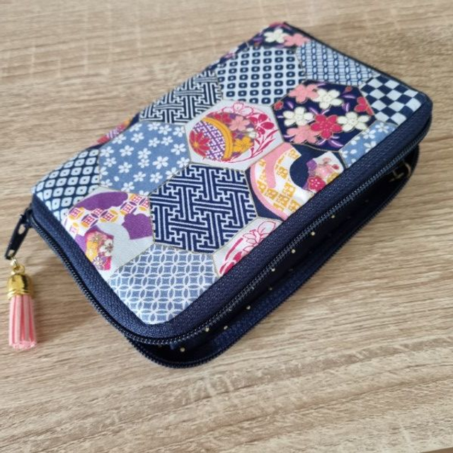 Portefeuille court zippé "Yosetsu" bleu