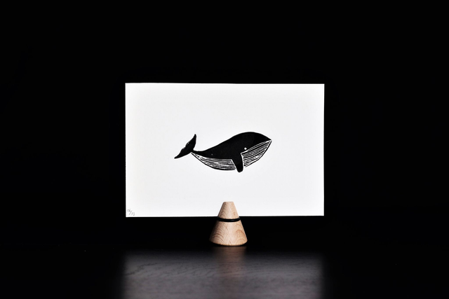 Linogravure A6 Baleine