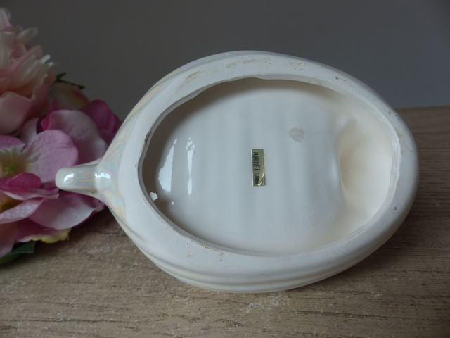 Porte-savon vintage en forme de cygne blanc irisé en céramique – Vide-poche, porte-bijoux ou porte-éponge Salle de bain, cuisine ou chambre