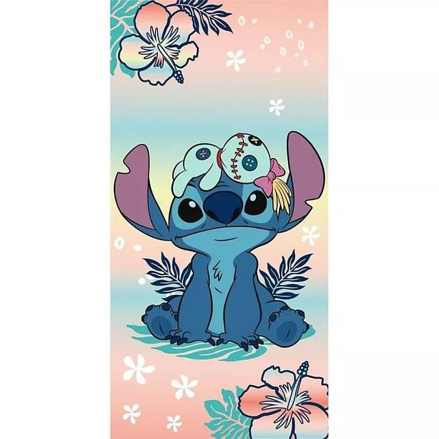 Serviette de bain Disney Lilo et Stitch Île aux Fleurs, serviette de plage 70x140cm 