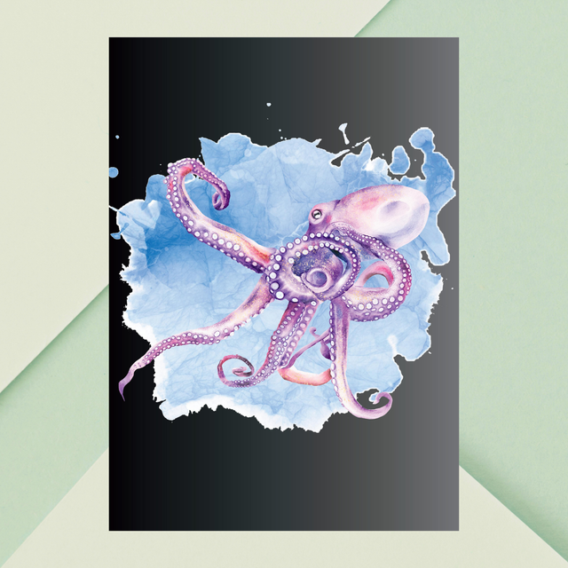 Impression de Poulpe Violet - Décoration Murale Inspirée par l'Océan / Purple Octopus Print - Ocean-Inspired Wall Decor