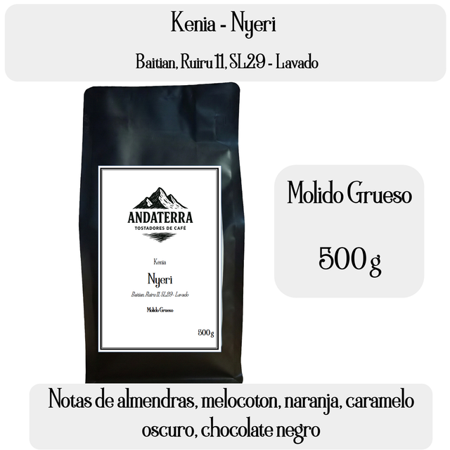 Café Kenia Molido Grueso 500 g Lavado Tueste Suave