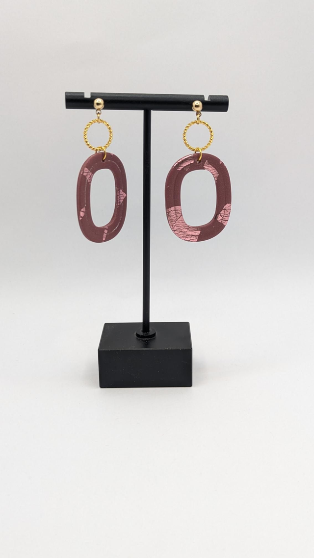 Boucles d'oreilles en pâte polymère - ovale 