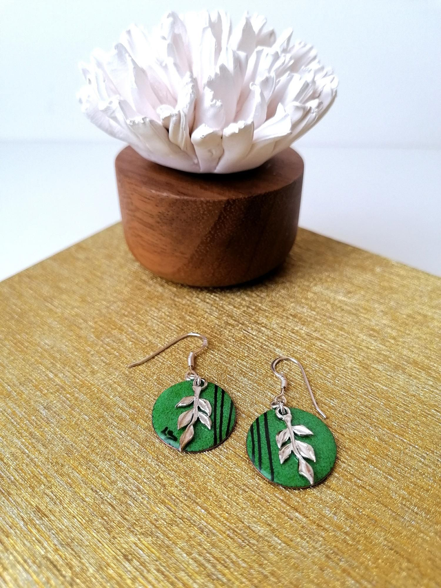 '' Branchage '' - Boucles D'oreilles En émail