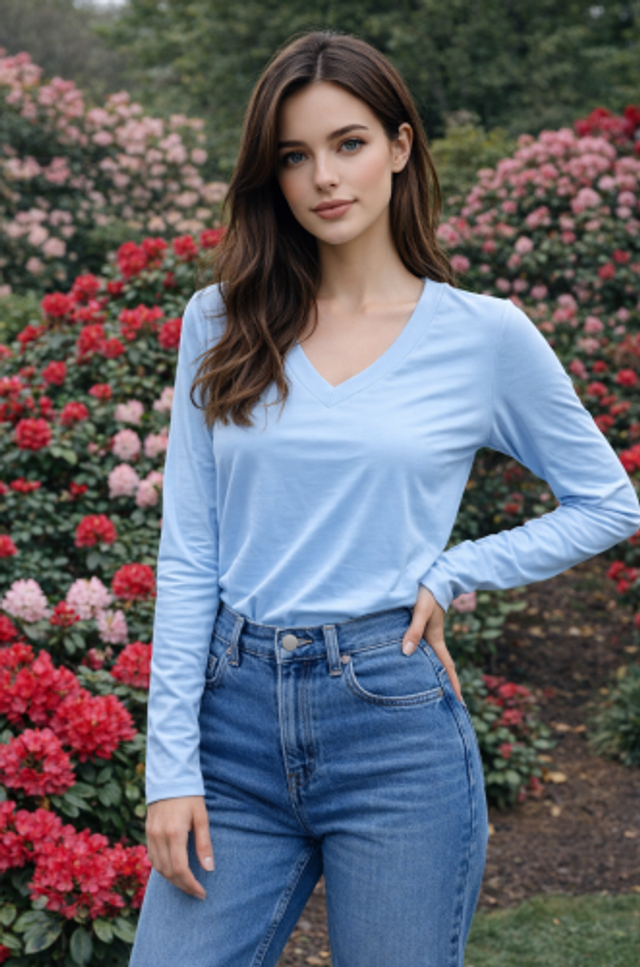 Basic shirt Lisa - licht blauw