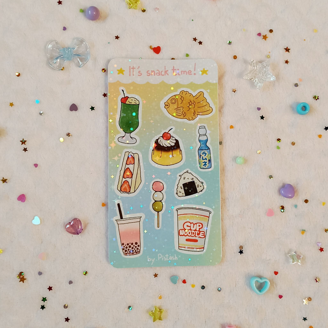 Japanese snacks stickers sheet