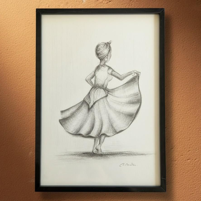 Crayon graphite - danseuse de bèlè #2 - Martinique  