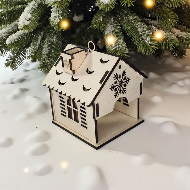 Décoration de sapin de Noël maison en bois, cadeau personnalisé - chalet de Noël déco Sapin