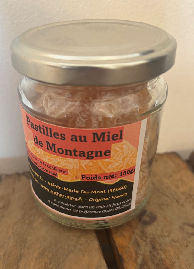 Bonbons au miel de montagne (150gr en pot en verre)