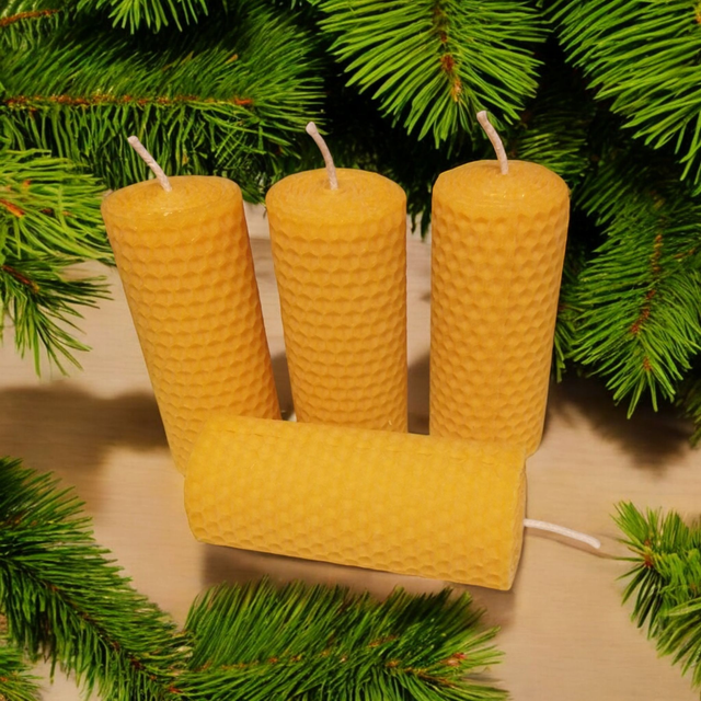 4 x Bienenwachskerzen Kerze Advent- Kerzen, 9,5x 4,5cm, vom Imker