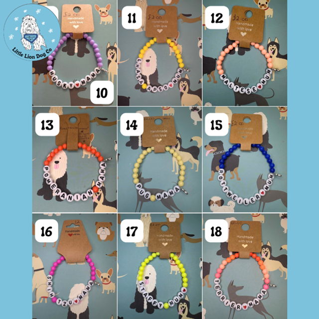 Handmade Dog Breed “Mama/Mum” Bracelets