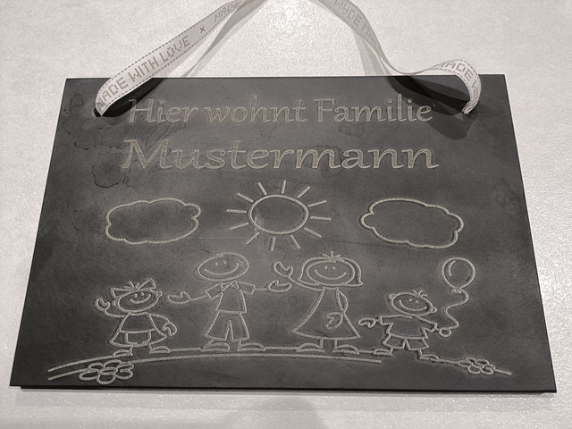 Schieferplatte "FAMILIE" versch Motive mit Lasergravur