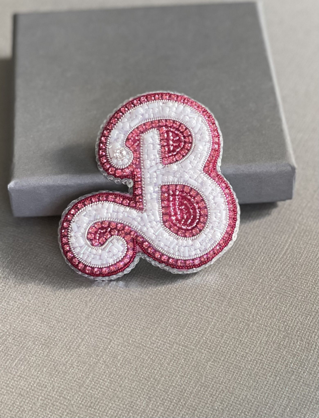 Beaded Letter &quot;B&quot; brooch Barbie