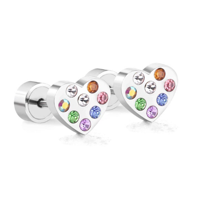 Colourful Hearts Comfort Back Studs
