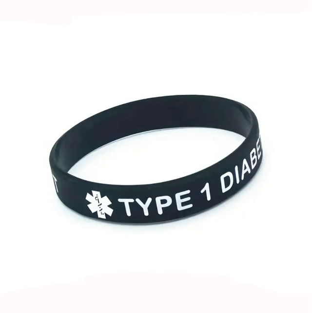 Black Type 1 Diabetic Medical Alert Wristband