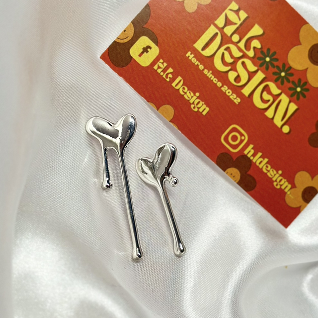 Silver Melting Heart Earrings