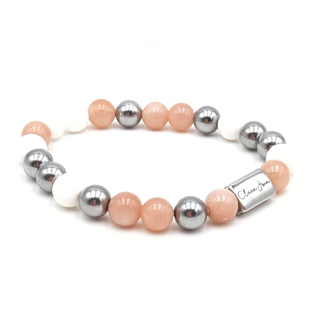 Bracelet Clara Joia Pierre de Soleil Coquillage Acier Argenté