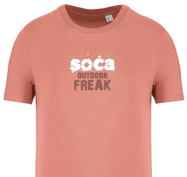 Soča Outdoor Freak - T-shirt with names, PEACH