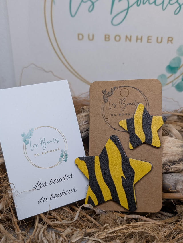 Boucles d&#039;oreilles Asymétrique jaune noir ml032