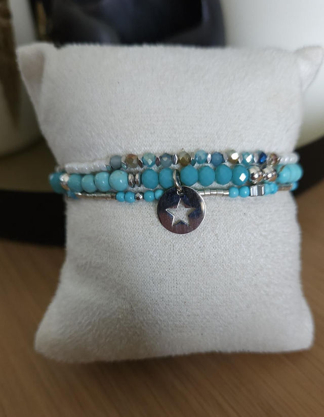 Bracelet triple rangs pendentif étoile 