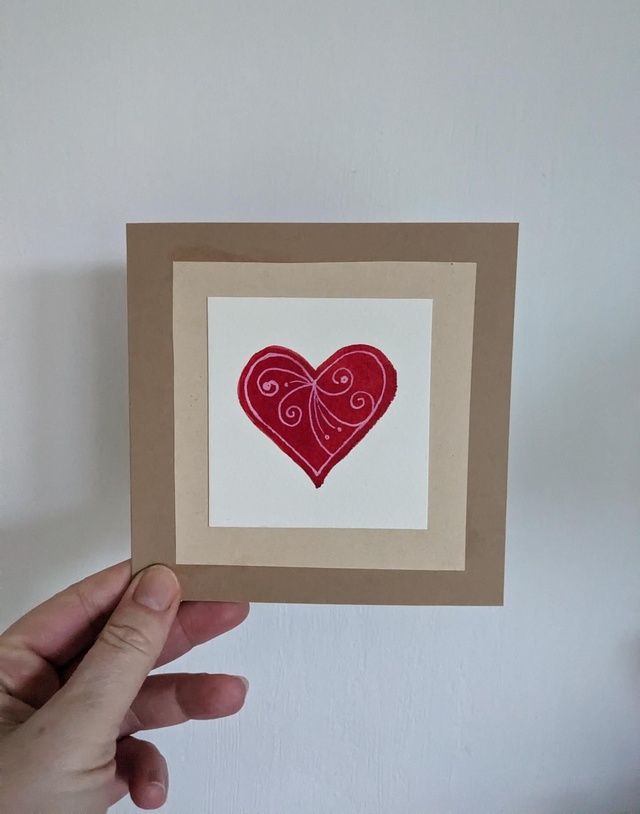 Hand Painted Valentine's Card - Lace Heart