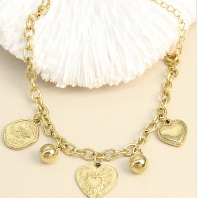 Bracelet charm cœur et boule