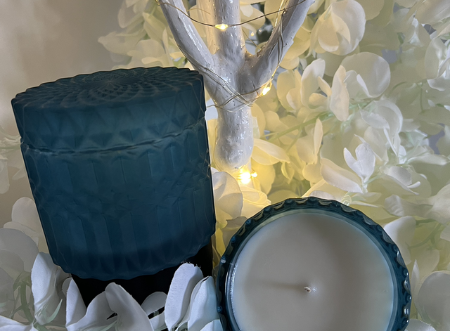 Frosted Blue Geo Jar 