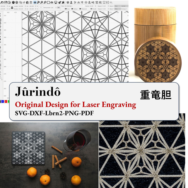 Japanese Kasane Rindo Laser Engraving Files | 4 Intricate Geometric SVG DXF Lbrn2 Pack