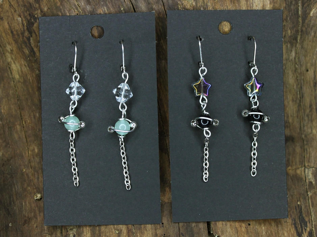 Kristall Planeten Ohrringe