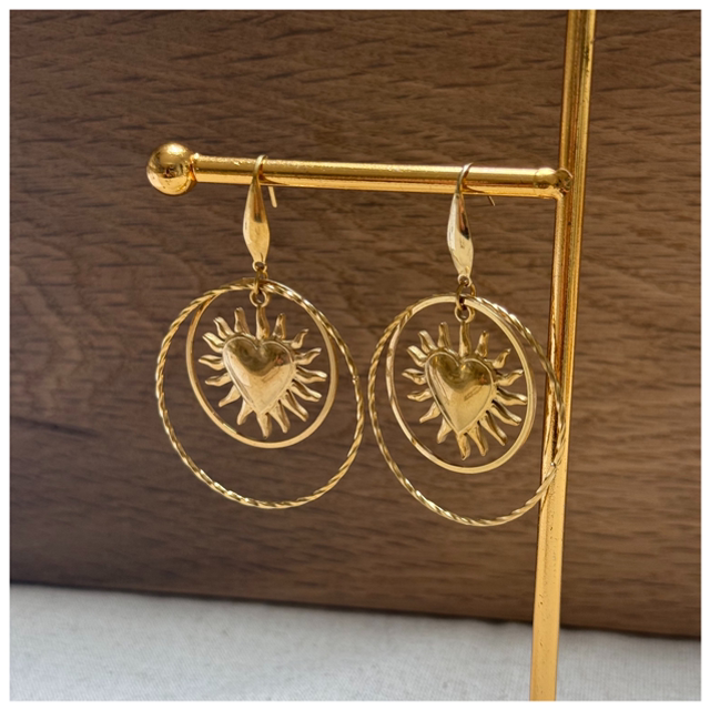 Boucles d’oreilles coeurs multi anneaux