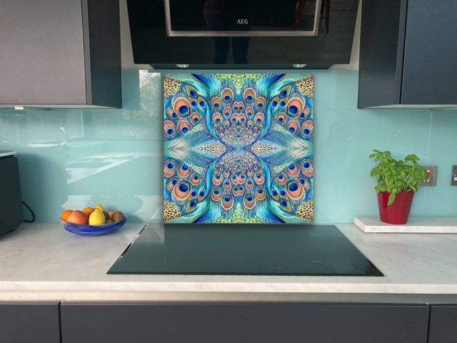 Peacock Glass Splashback