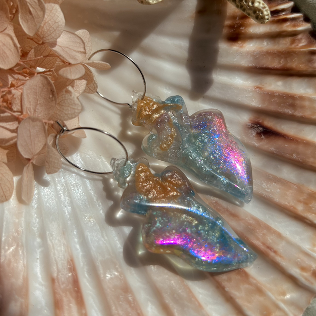 Pastel Multicolour Shell Hoop Earrings 