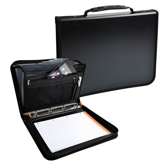 Conferenziere con meccaniscmo Exafolder - PP - 4 anelli 30 mm - nero - Exacompta