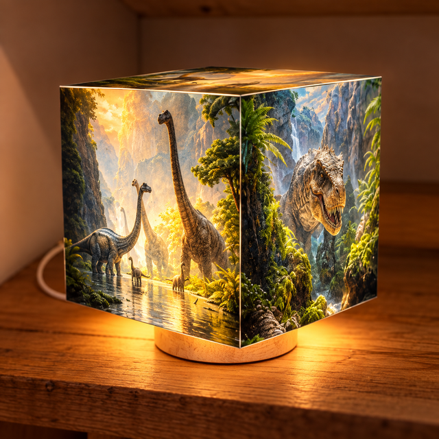 Lampe d'ambiance en cire 10x10cm - "Dinosaures"