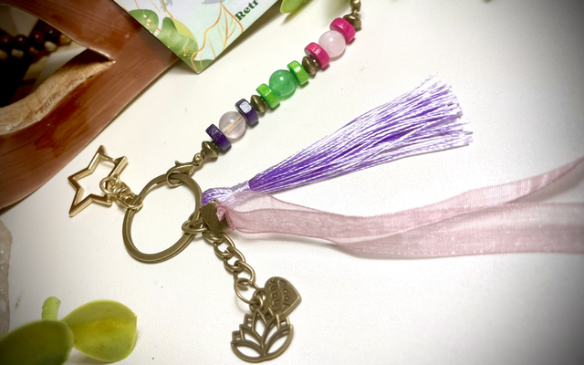 Porte Clés MERCI Mauve
