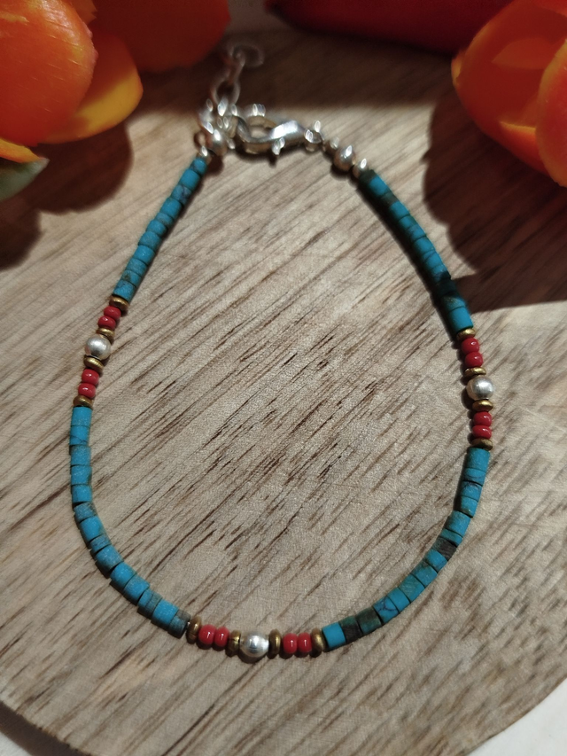 Bracelet Eté,  Turquoise Corail