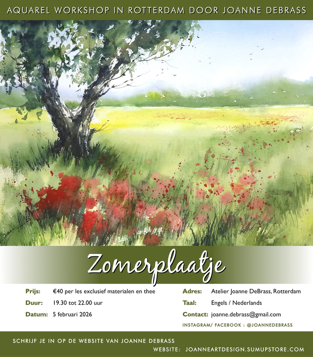 05-02-2026 van 19.30- 22.00u Zomer - aquarel workshop in Rotterdam