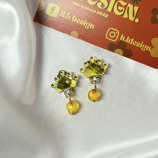 Yellow Crown Clip-On Earrings