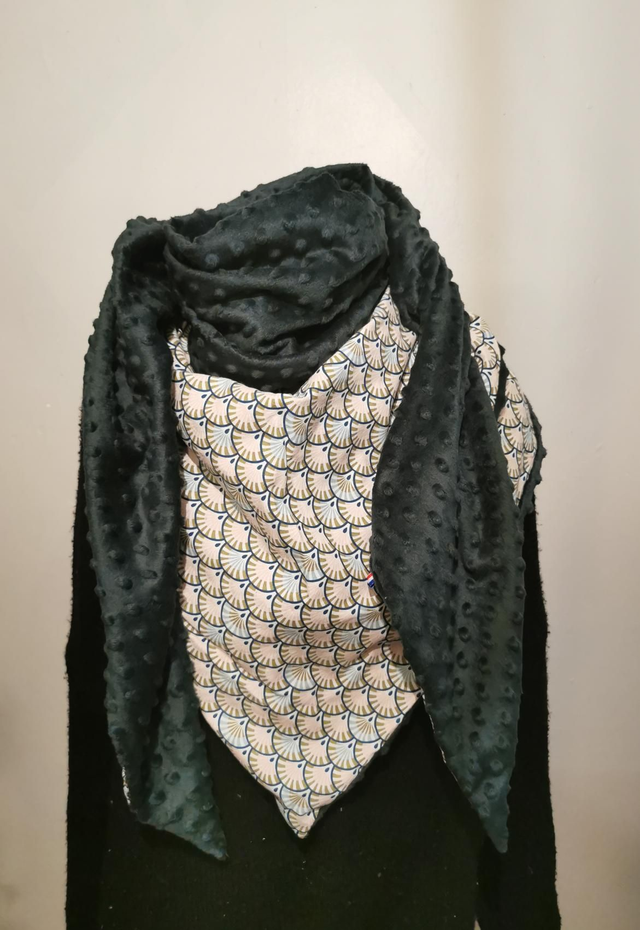 Chèche XXL évantail Vert/rose