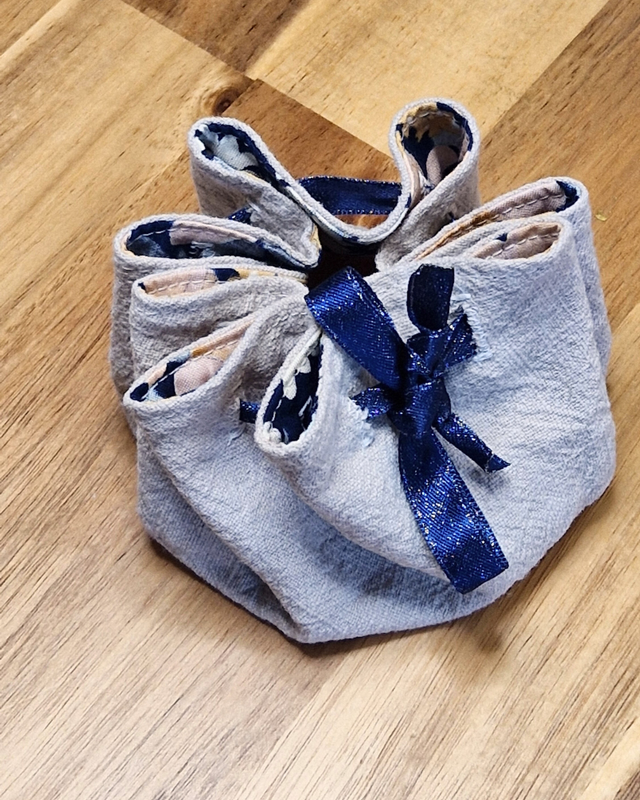 Bourse petite - lin et fleurs