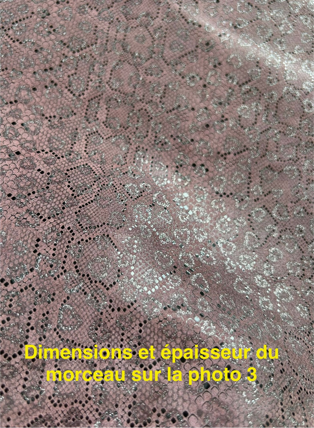 Chute de cuir prune coeur pailleté