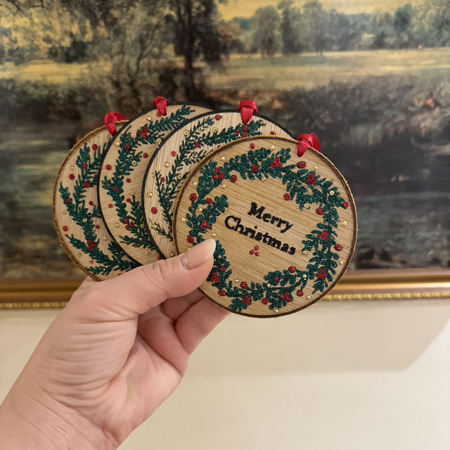 HANDMADE WOOD AND CORK BAUBLE