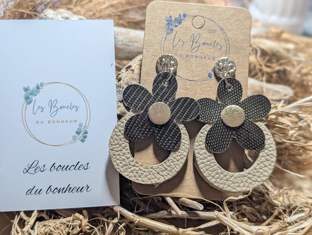 Boucles d'oreilles Baby Marguerite kaki vernis bm008