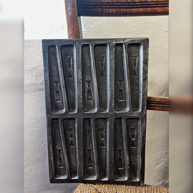 1930’s French Biscuit/ Chocolate Mold Adorned With Champagne Flutes  