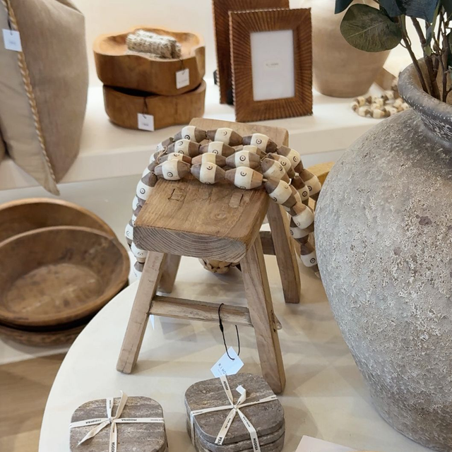 Vintage Elm Wood Stool | 2