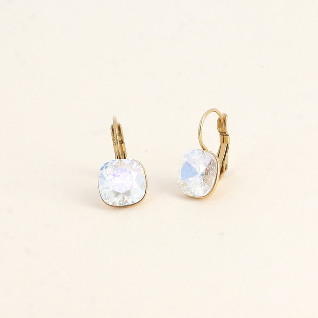 Boucles Dormeuses en acier doré & Cristal Swarovski